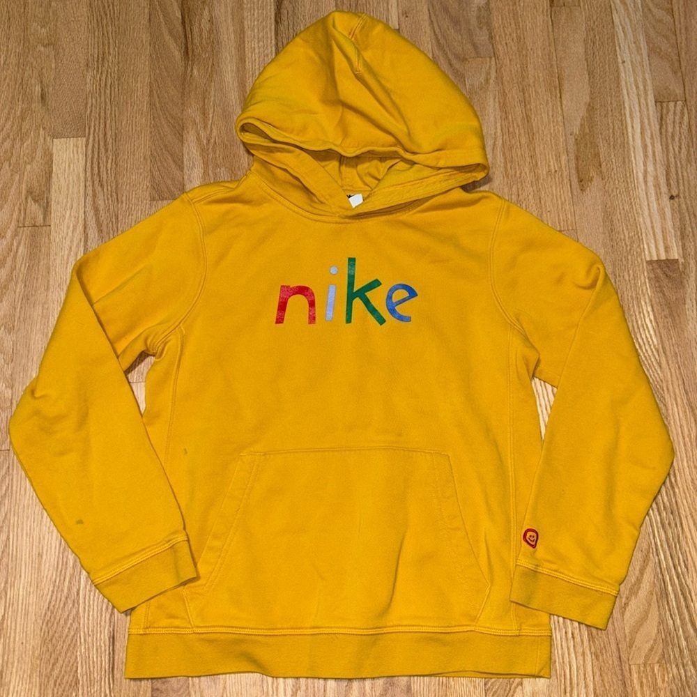 Nike Fleece Yellow Ochre/University Red Pullover Hoodie Sweatshirt - DR0105-752